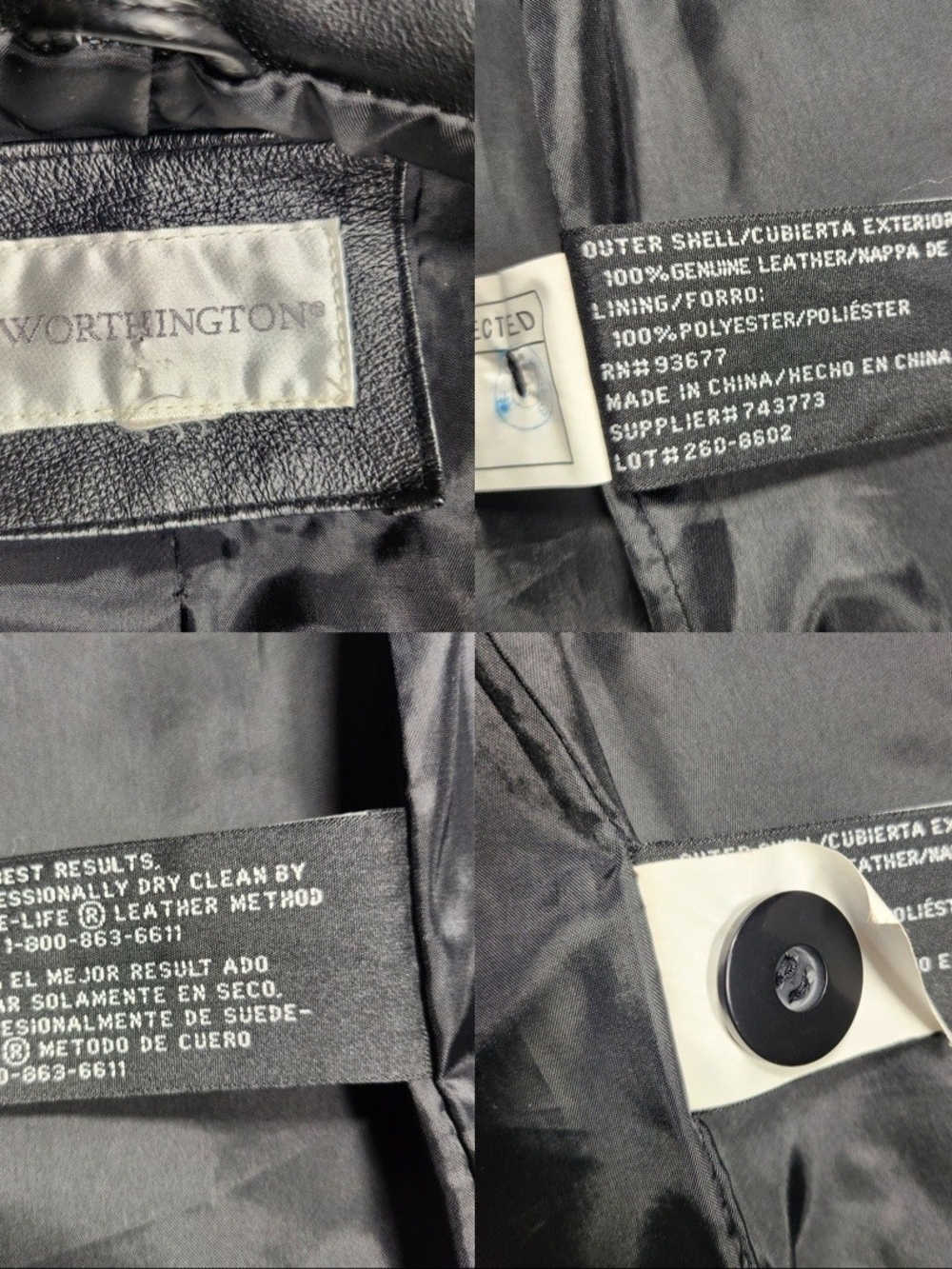 90s Black Leather 3 Button Jacket - Picture 5 of 5